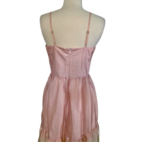 YUMI KIM Sullivan Tiered Maxi Dress Rainbow Ombré Dreamy Shiny Satin Sz M NEW - Picture 8 of 11